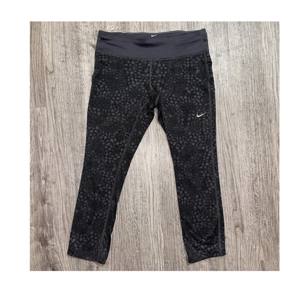 Nike Dri-FIT Ankle Pants Geometric Black Gray Athletic Fit Women’s Size S